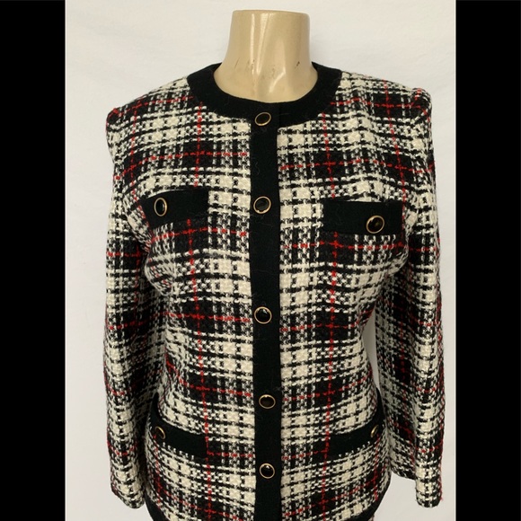 VTG Oleg Cassini Size 8 Wool Blend 2pc Skirt Suit - Picture 2 of 8